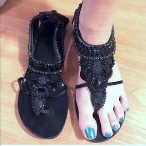 Giuseppe Zanotti Black Crystal Embellished Sandals